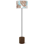 Monstera Drum Floor Lamp - Black / Walnut / Blue