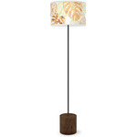 Monstera Drum Floor Lamp - Black / Walnut / Green