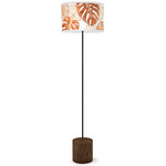 Monstera Drum Floor Lamp - Black / Walnut / Brown