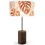 Monstera Drum Table Lamp - Black / Walnut / Brown