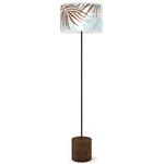 Palm Drum Floor Lamp - Black / Walnut / Blue
