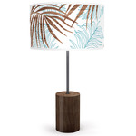 Palm Drum Table Lamp - Black / Walnut / Blue