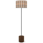 Weave Drum Floor Lamp - Black / Walnut / Ebony / Linen