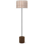 Weave Drum Floor Lamp - Black / Walnut / Walnut / Linen