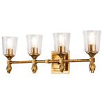 Vetiver F1 4 Light Bathroom Vanity Light - Antique Gold Leaf / Gold / Clear Seeded