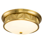 Epsilon Ceiling Flush Light - Aged Brass / Opal