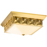 Alpha Ceiling Flush Light - Aged Brass / Opal