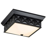 Alpha Ceiling Flush Light - Matte Black / Opal