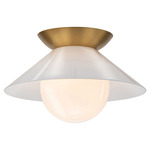 Saucer Ceiling Flush Light - Aged Brass / Opal