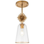 Staring Pendant - Distressed Gold / Clear