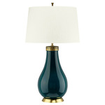Havering Table Lamp - Aged Brass / Turquoise / Ivory