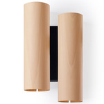 Black Note Duplet Wall Sconce - Matte Black / Natural Beech