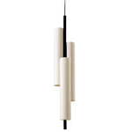 Black Note Triplet Pendant - Matte Black / Ivory White