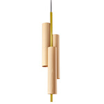 Black Note Triplet Pendant - Gold / Natural Beech