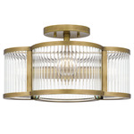 Aster Semi Flush Ceiling Light - Weathered Brass / Clear