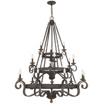 Noble Three Tier Chandelier - Rustic Black