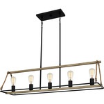 Oak Park Island Light - Matte Black / Wood
