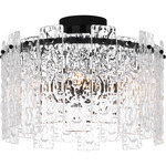 Caspian Semi Flush Ceiling Light - Matte Black / Clear