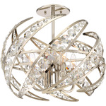 Crescent Semi Flush Ceiling Light - Polished Nickel / Crystal