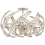 Crescent Semi Flush Ceiling Light - Polished Nickel / Crystal