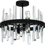 Regal Semi Flush Ceiling Light - Matte Black / Clear