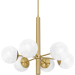 Solei Chandelier - Aged Brass / Cloud Glass