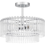 Tayshia Semi Flush Ceiling Light - Polished Chrome / Clear