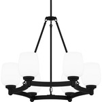 Penning Chandelier - Matte Black / Opal Etched