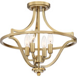Harvel Semi Flush Ceiling Light - Weathered Brass