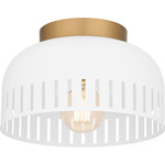 Keagan Semi Flush Ceiling Light - Gold / Matte White