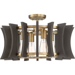 Cordelia Convertible Semi Flush Ceiling Light - Aged Brass / Black