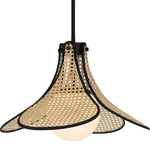 Delilah Pendant - Black / Rattan / Opal Etched