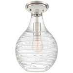 Genie Semi Flush Ceiling Light - Brushed Nickel / Clear