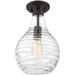 Genie Semi Flush Ceiling Light - Old Bronze / Clear