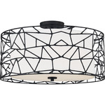 Newcastle Semi Flush Ceiling Light - Matte Black / White