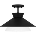 Lionel Semi Flush Ceiling Light - Matte Black / Alabaster