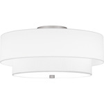 Prewett Semi Flush Ceiling Light - Brushed Nickel / White