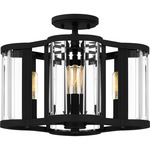 Renee Semi Flush Ceiling Light - Matte Black / Clear Beveled