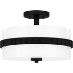 Baud Semi Flush Ceiling Light - Matte Black / White