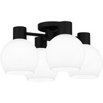 Donahue Semi Flush Ceiling Light - Matte Black / Opal