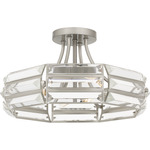 Padilla Semi Flush Ceiling Light - Brushed Nickel / Clear