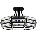 Padilla Semi Flush Ceiling Light - Matte Black / Clear