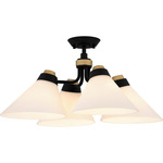 Graft Semi Flush Ceiling Light - Matte Black / Brass / Opal