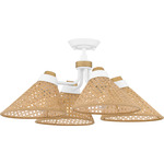 Graft Rattan Semi Flush Ceiling Light - Matte White / Rattan