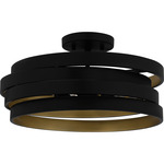 Berner Semi Flush Ceiling Light - Matte Black / Gold