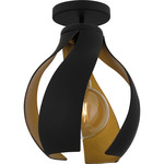 Kiko Semi Flush Ceiling Light - Matte Black / Gold / Clear