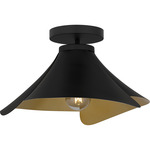 Wisp Semi Flush Ceiling Light - Matte Black / Gold