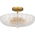 Belmond Semi Flush Ceiling Light - Brushed Gold / Clear