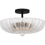 Belmond Semi Flush Ceiling Light - Matte Black / Clear