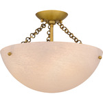 Baylor Semi Flush Ceiling Light - Brushed Gold / Alabaster